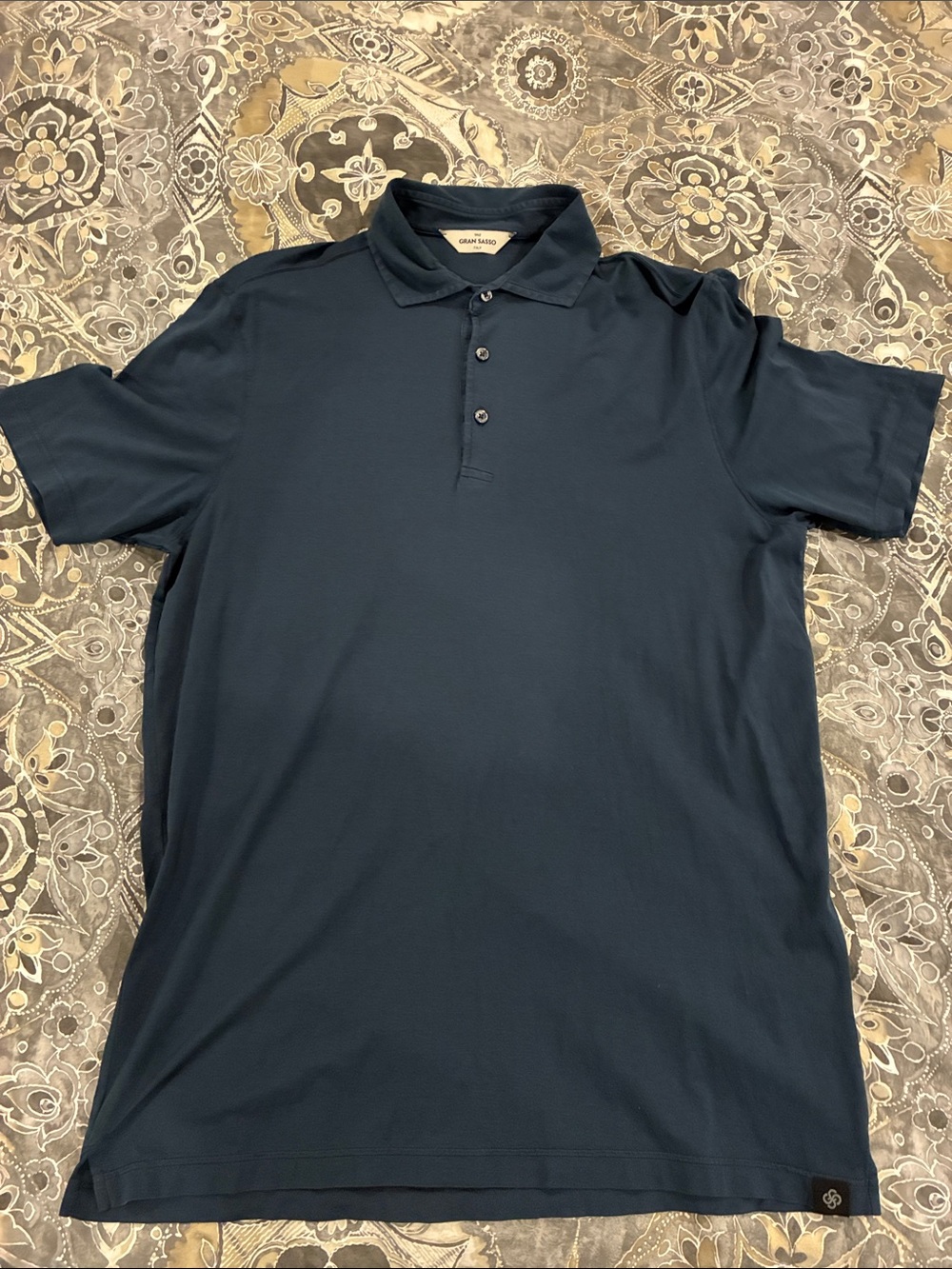 Gran Sasso Men's Navy Blue Short-Sleeve Polo